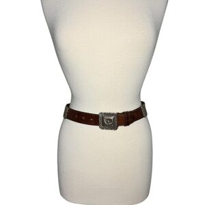 Vintage Leather Cowboy Concho Style 1992 Brown Belt